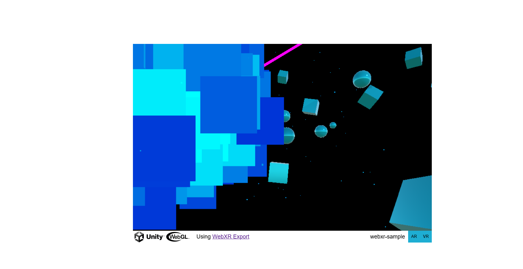 Unity WebXR Sampleのデモ画面 - VR/ARモードで動作するWebXRコンテンツ
